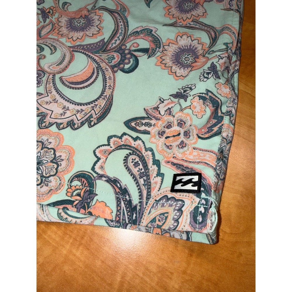 Billabong Recycler Layback Mens Board Shorts Mint Green Paisley Swim Trunks M - Picture 3 of 7